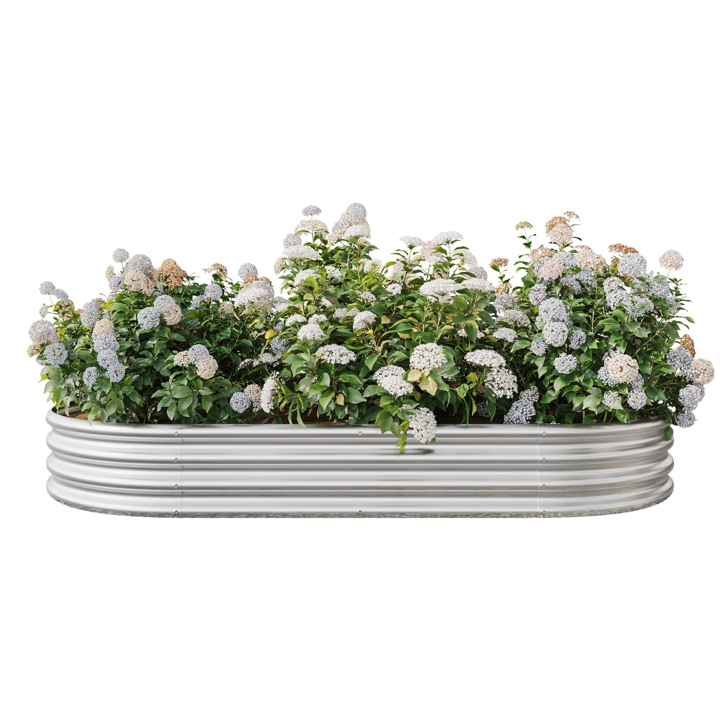 Raised Garden Bed Outdoor Oval Large Metal Planter Bed - Silver
