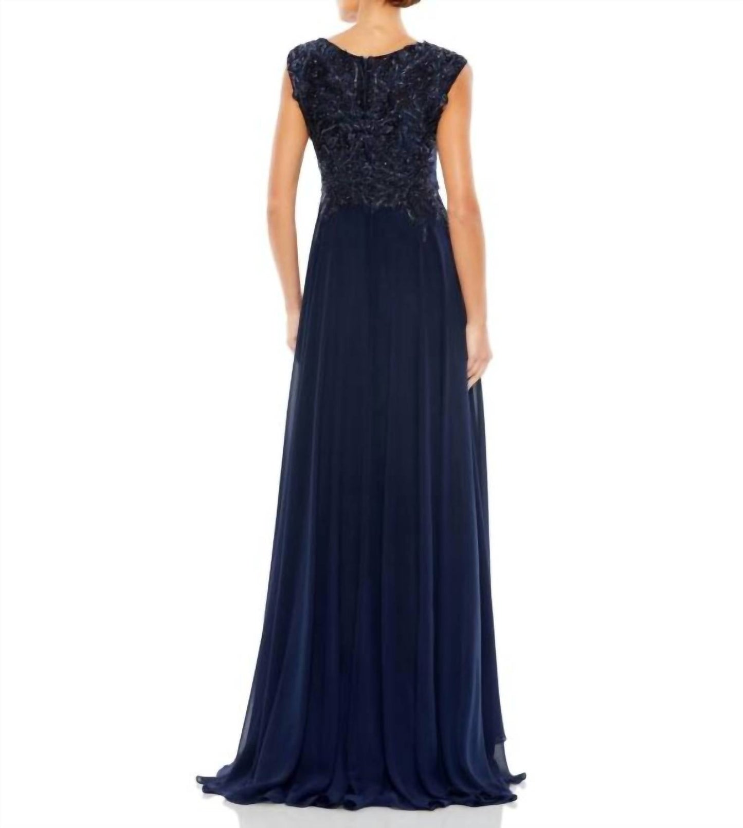 Mac Duggal - Embellished Bodice Cap Sleeve Dress