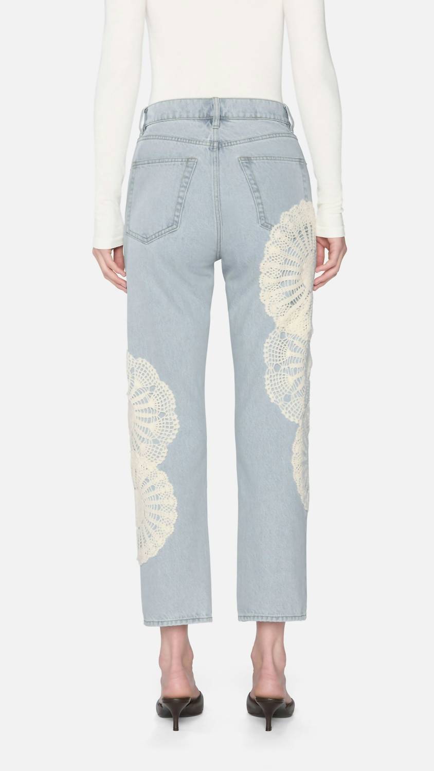 Frame - Crochet High Rise Vertical Crop Jeans