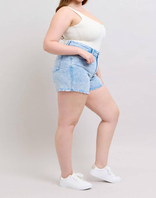 Judy Blue - Judy Blue Mid Rise Garment Dyed Cyan Denim Short 150348