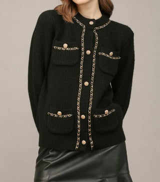 Fate - Chain And Gold Button Cardigan