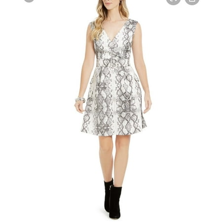 Julia Jordan Women s Snake Print Fit & Flare Dress Ivory/Black Size 4