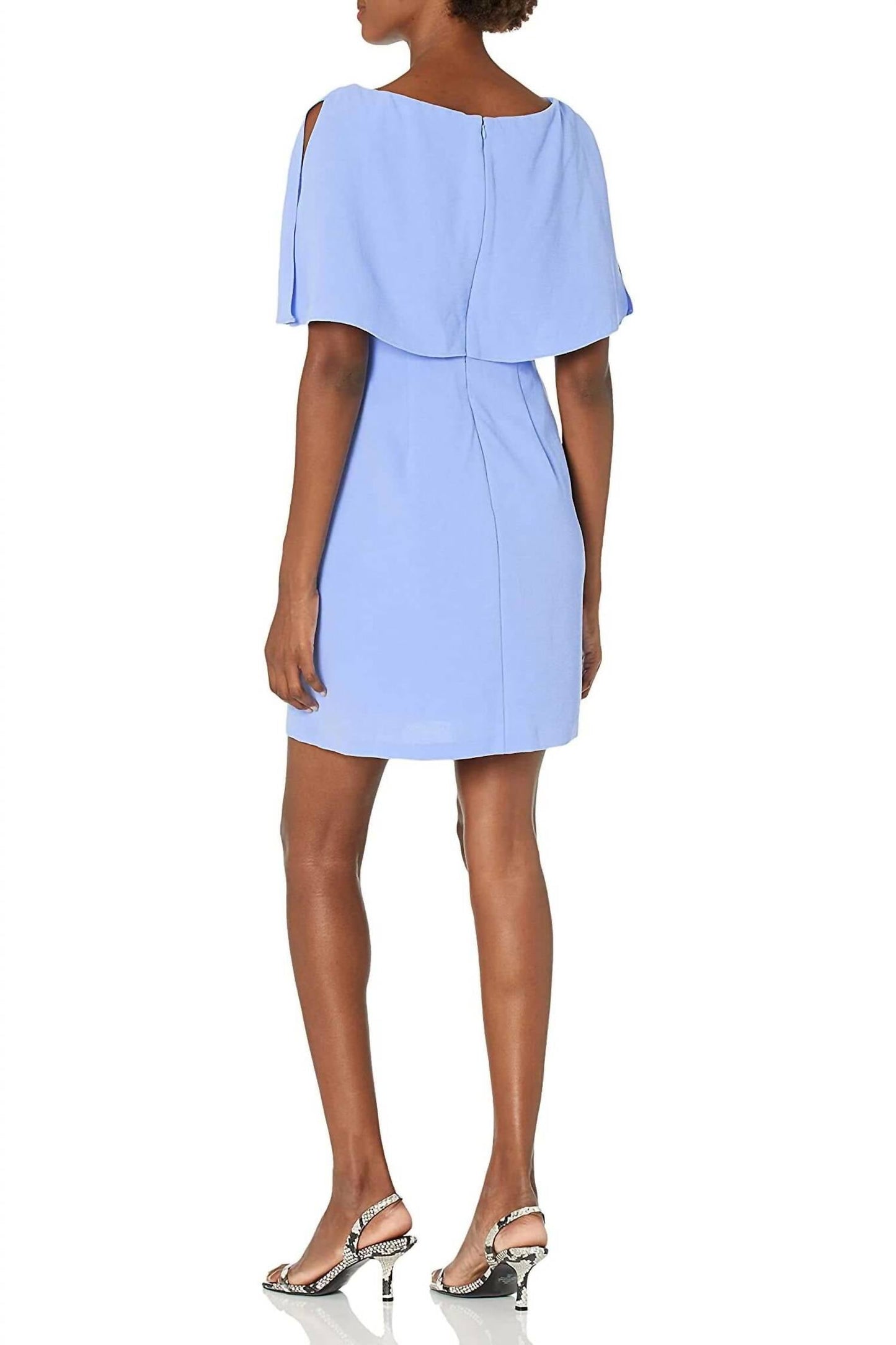 Adrianna Papell - Boat Neck Cape Sleeve Crepe Dress