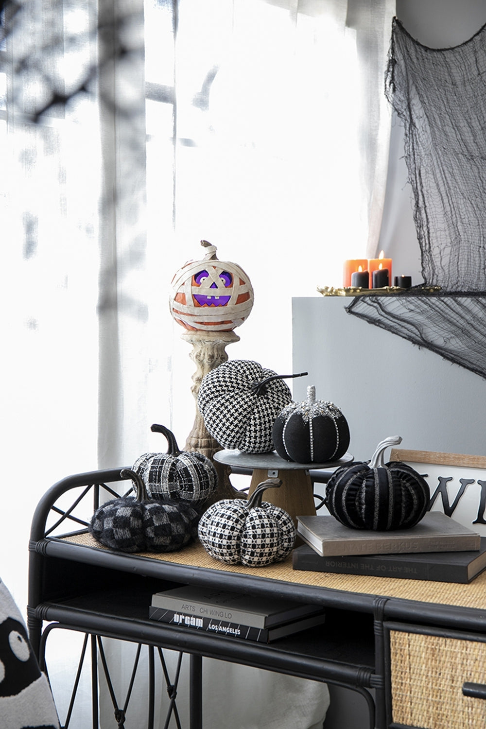 Set of Two Farmhouse Plaid Fabric Pumpkins by Bruce