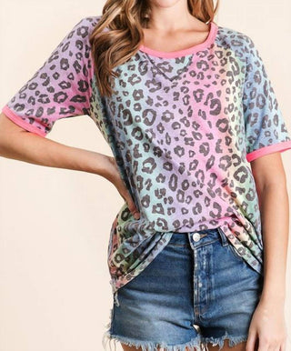 Bibi - Leopard Raglan Sleeve Top