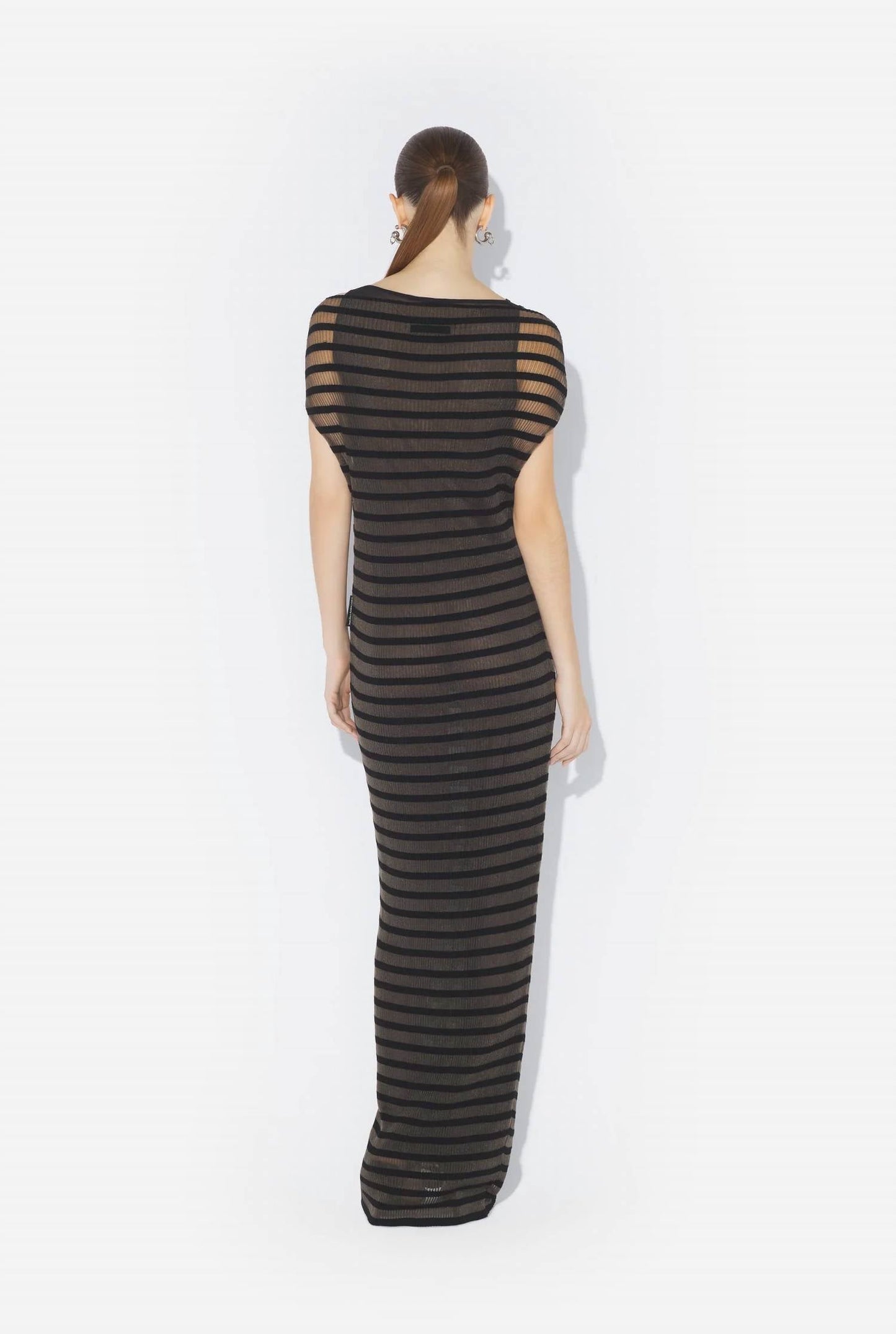 Jean Paul Gaultier - Nylon Long Dress With Viscose Mariniere Stripes