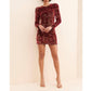 Adelyn Rae - Gale Velvet Sequins Puff Sleeve Mini Dress
