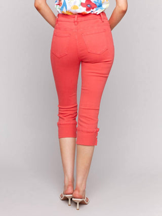 Charlie B - Cropped Twill Jeans With Snap Button Cuff Detail