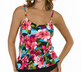 Caribbean Joe - Tie Blouson Underwire Tankini Top