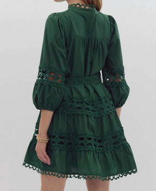 Entro - Pearl Detail Short Lace Dress