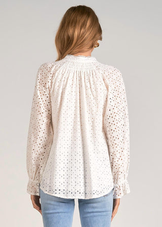Elan - Long Sleeve Eyelet Top