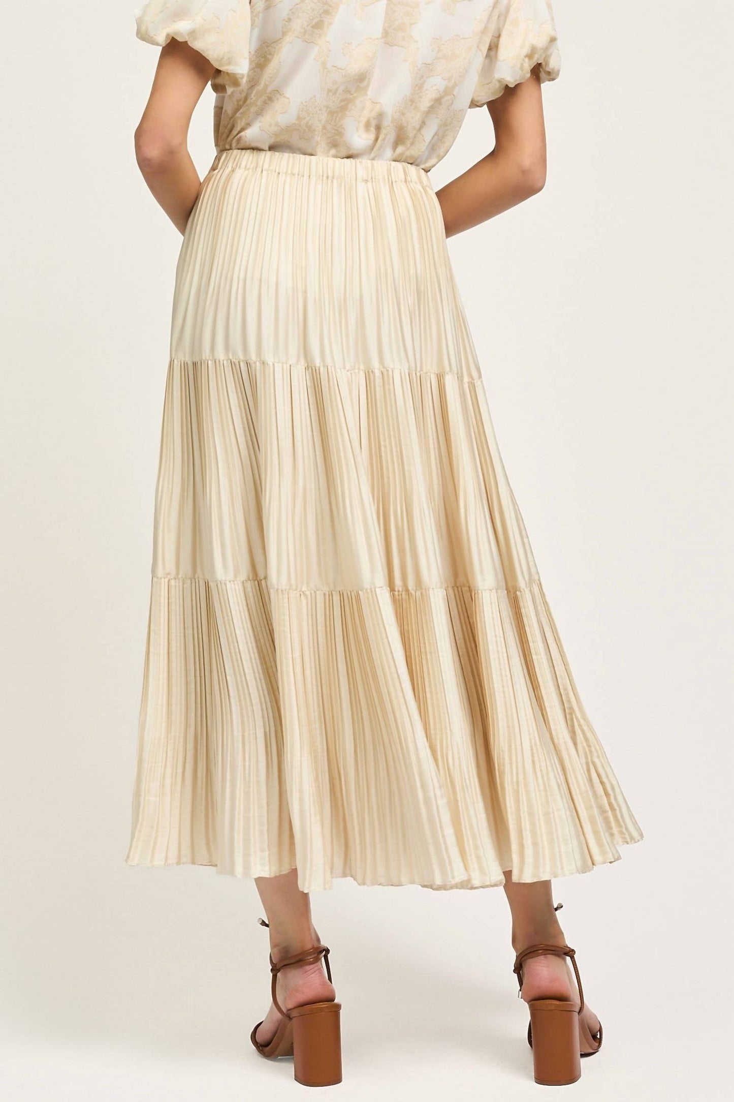 Current Air - Luella Pleated Shimmering Midi Skirt