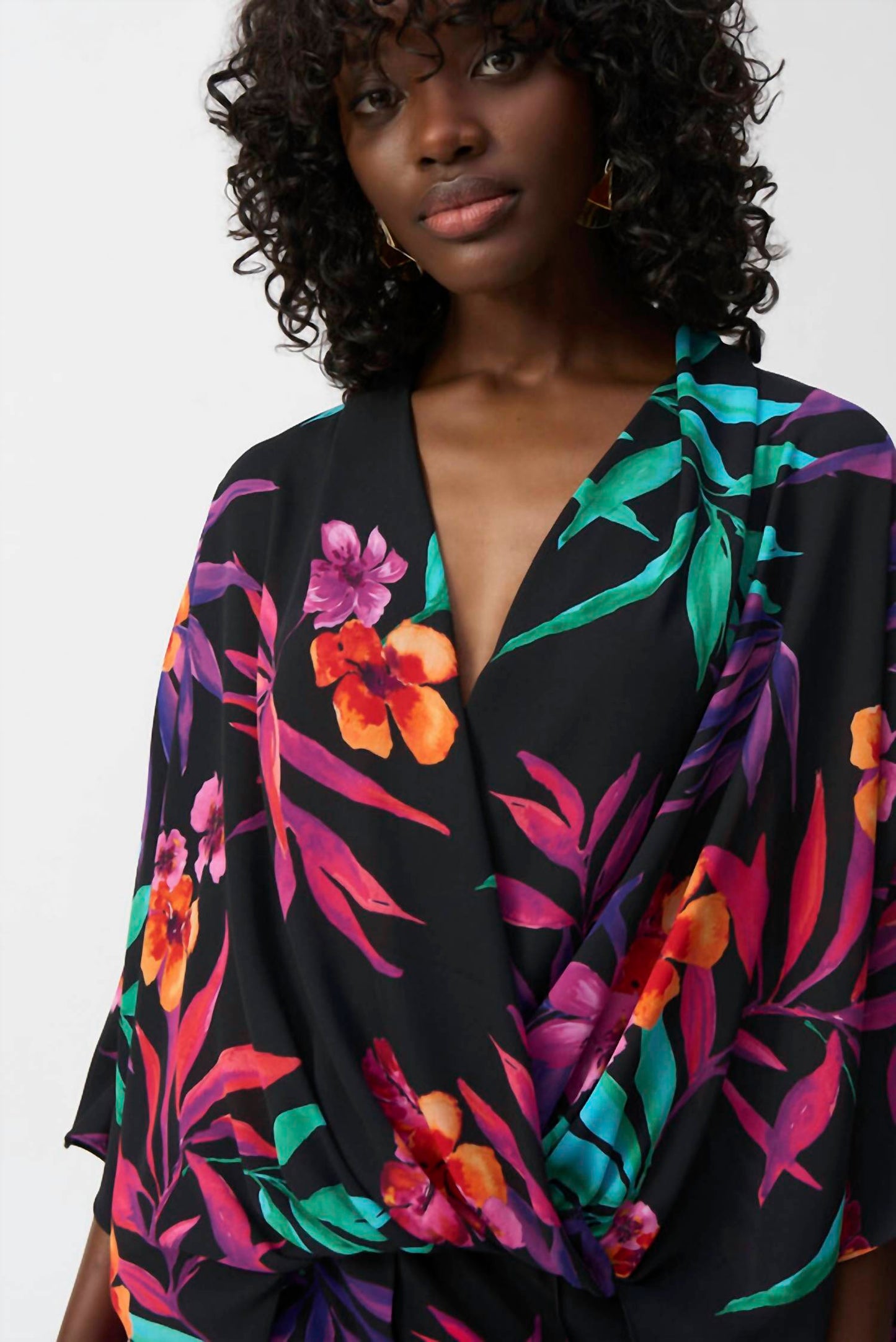 Joseph Ribkoff - Floral V-neck Wrap Pullover Top