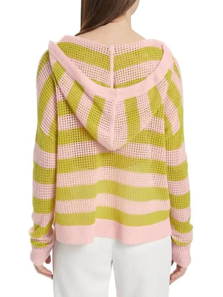 Atm - Cashmere Mesh Stripe Hoodie