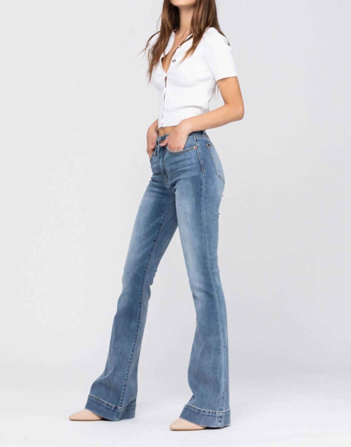 Judy Blue - Mid Rise Trouser Flare Jeans