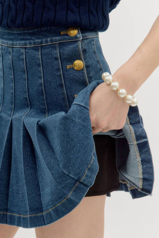 Entro - Denim Pleated Skirt