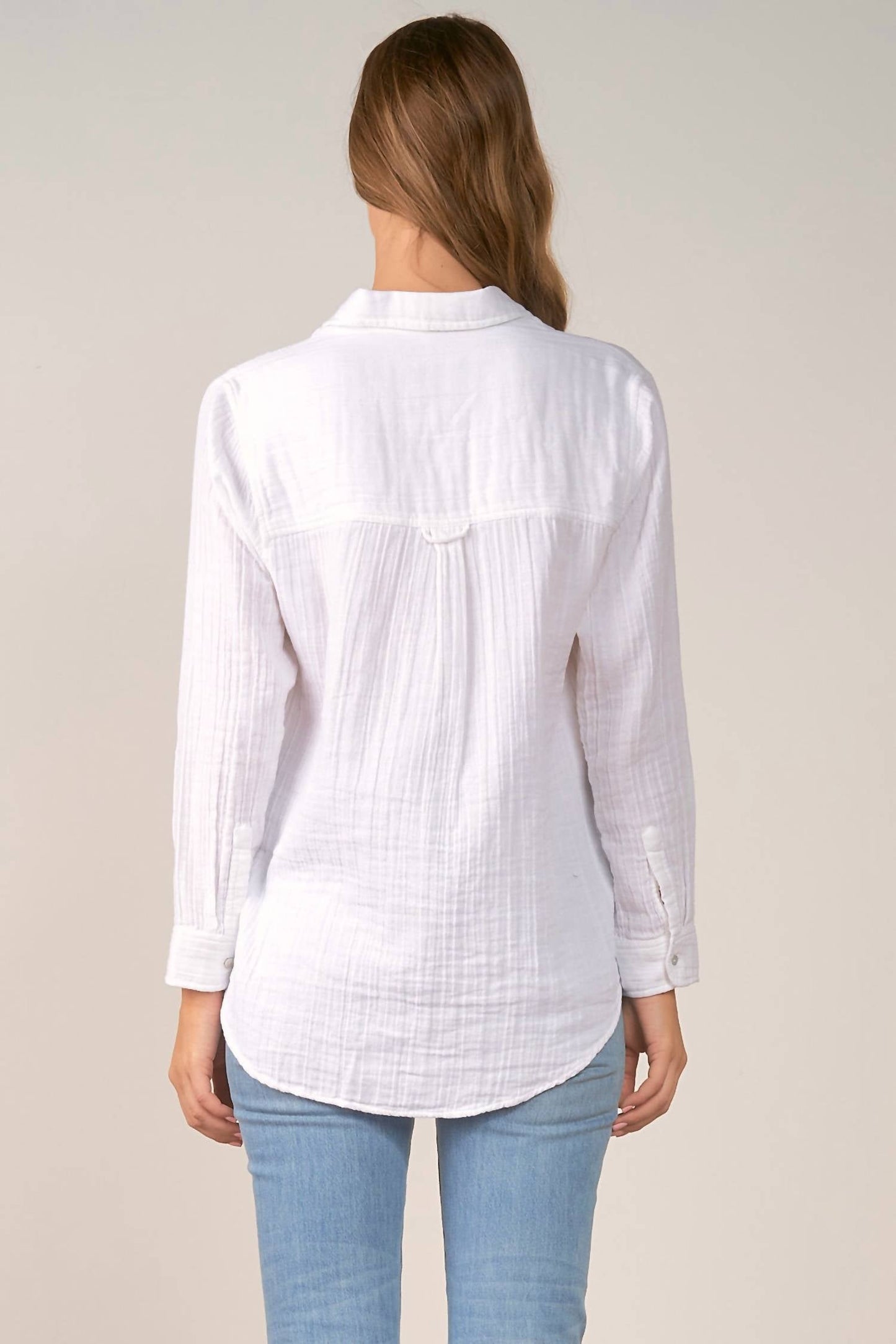 Elan - St. Barths Breezy Long Sleeve Button Down Top