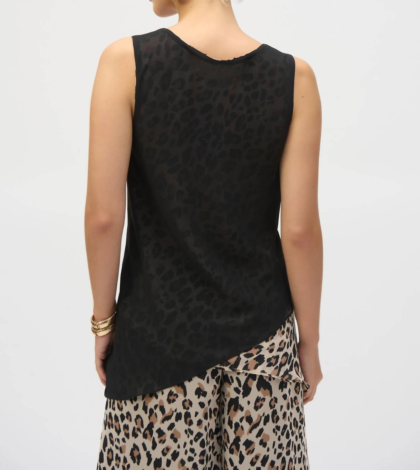 Joseph Ribkoff - Animal Print Reversible Chiffon Tunic Top
