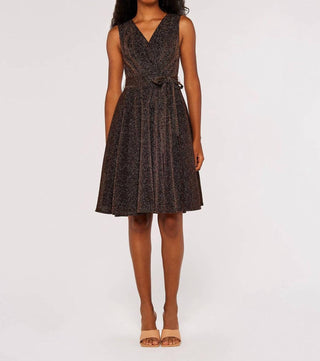 Apricot - Women's Lurex Fit & Flare Dress