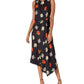 Theory - Draped Tuck Silk Carnation Midi Floral Dress