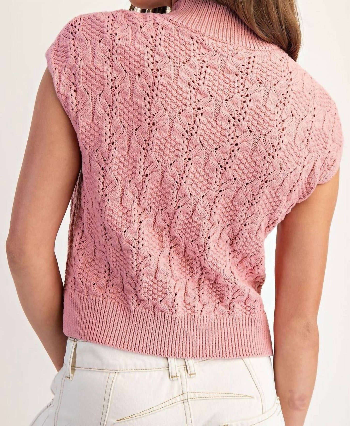 Ee:Some - Cable Knit Mock Neck Sweater