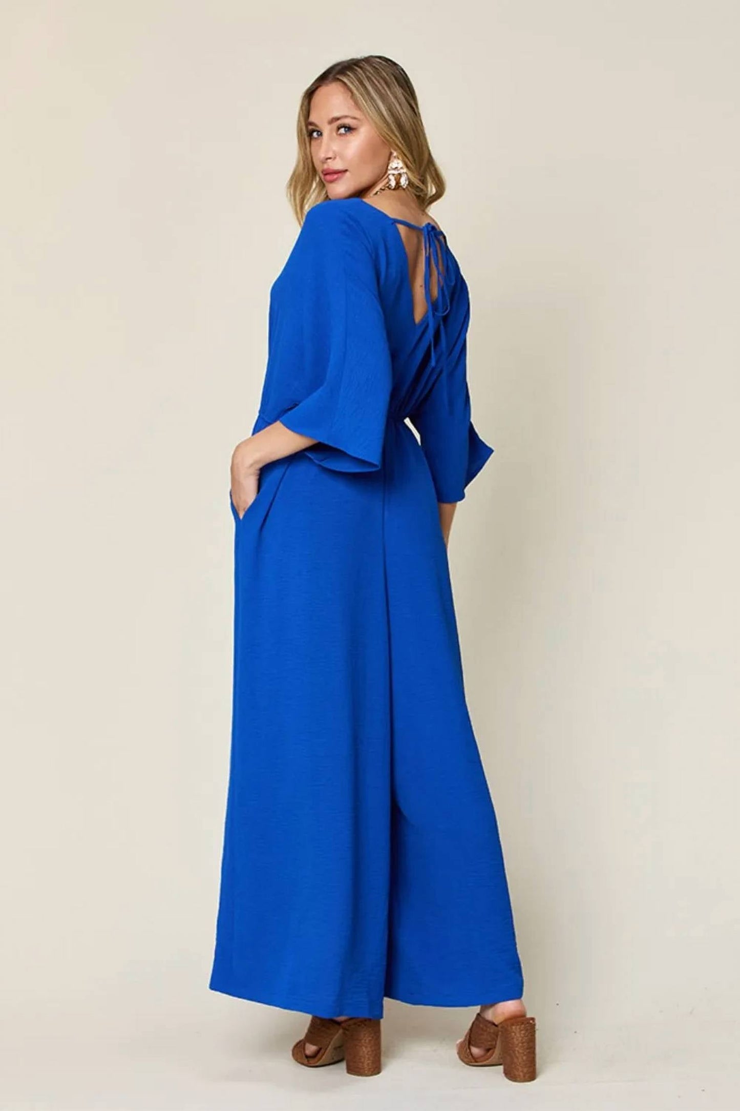 Double Take - Surplice Wide Leg Jumpsuit