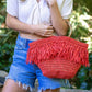 Anju - Women's Santorini Fringe Bag With Wood Handle