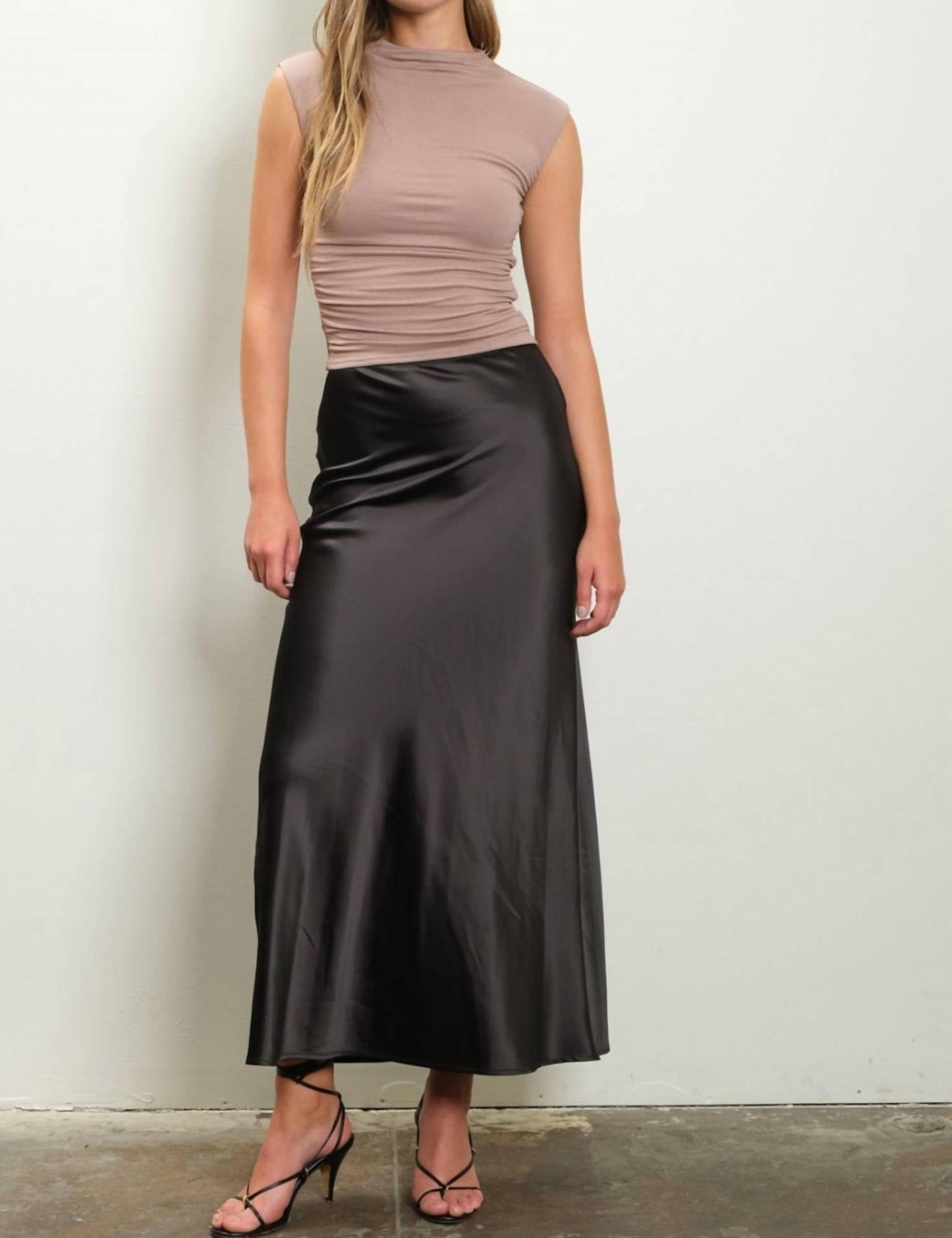 Blu Pepper - Midnight Charmeuse Slip Skirt