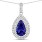 2.56 Carat Genuine Tanzanite and White Diamond 14K White Gold Pendant