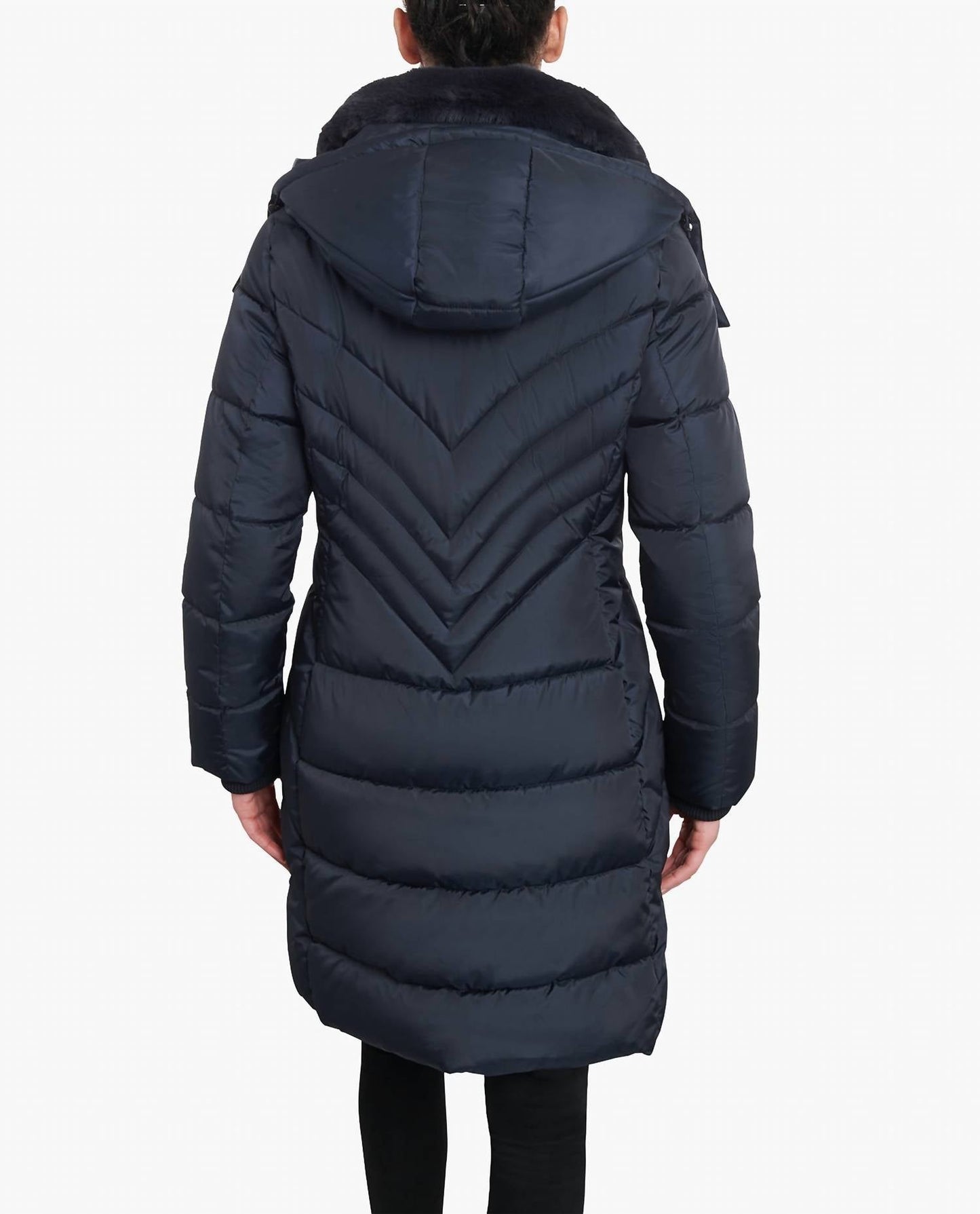 London Fog - Plus Size Hooded Puffer Jacket With Button-off Fur Collar