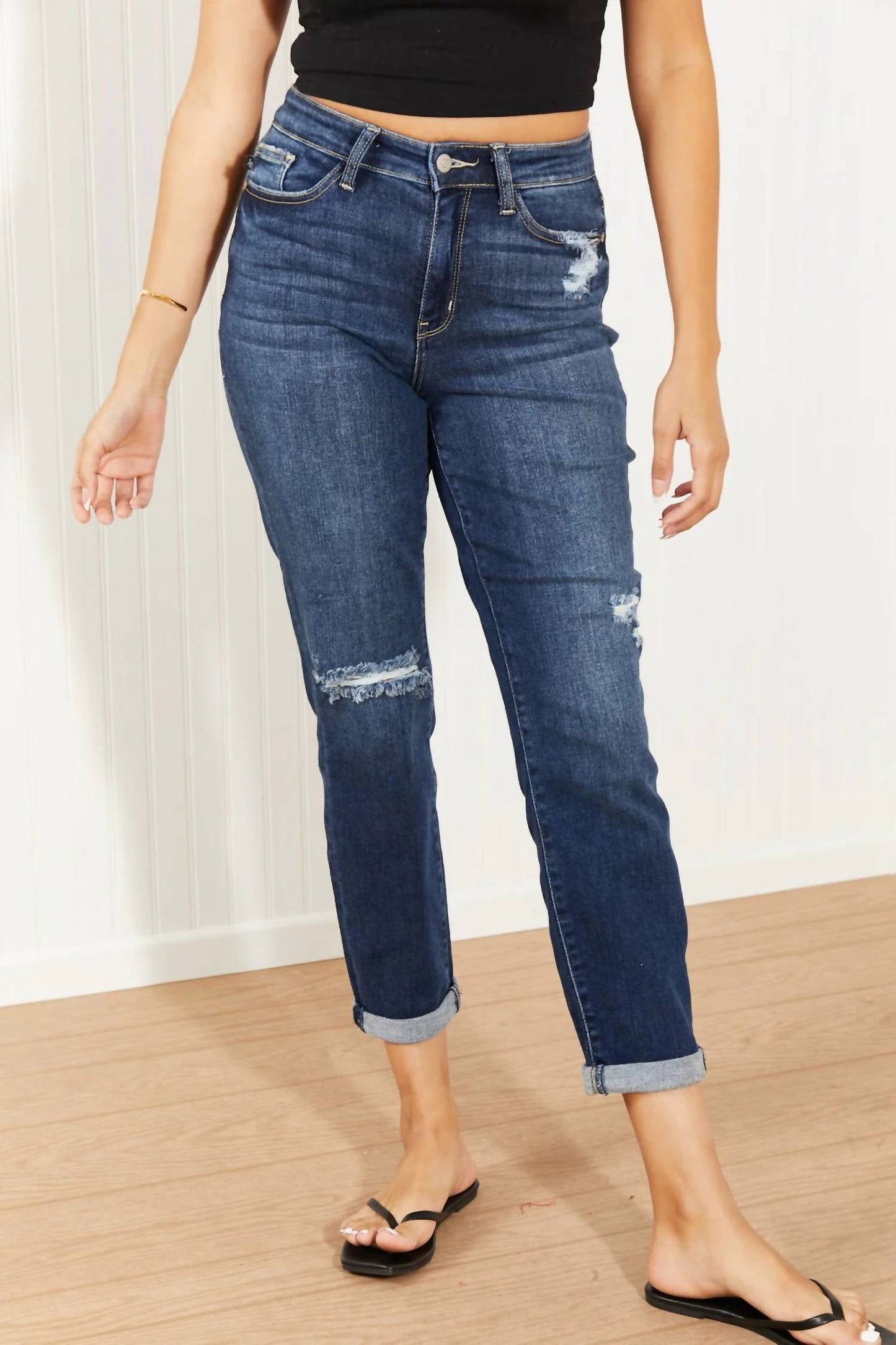 Judy Blue - High Waist Distressed Boyfriend Jeans