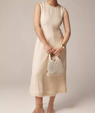 J.Crew - Fringe-trim Dress In Glossy Twill