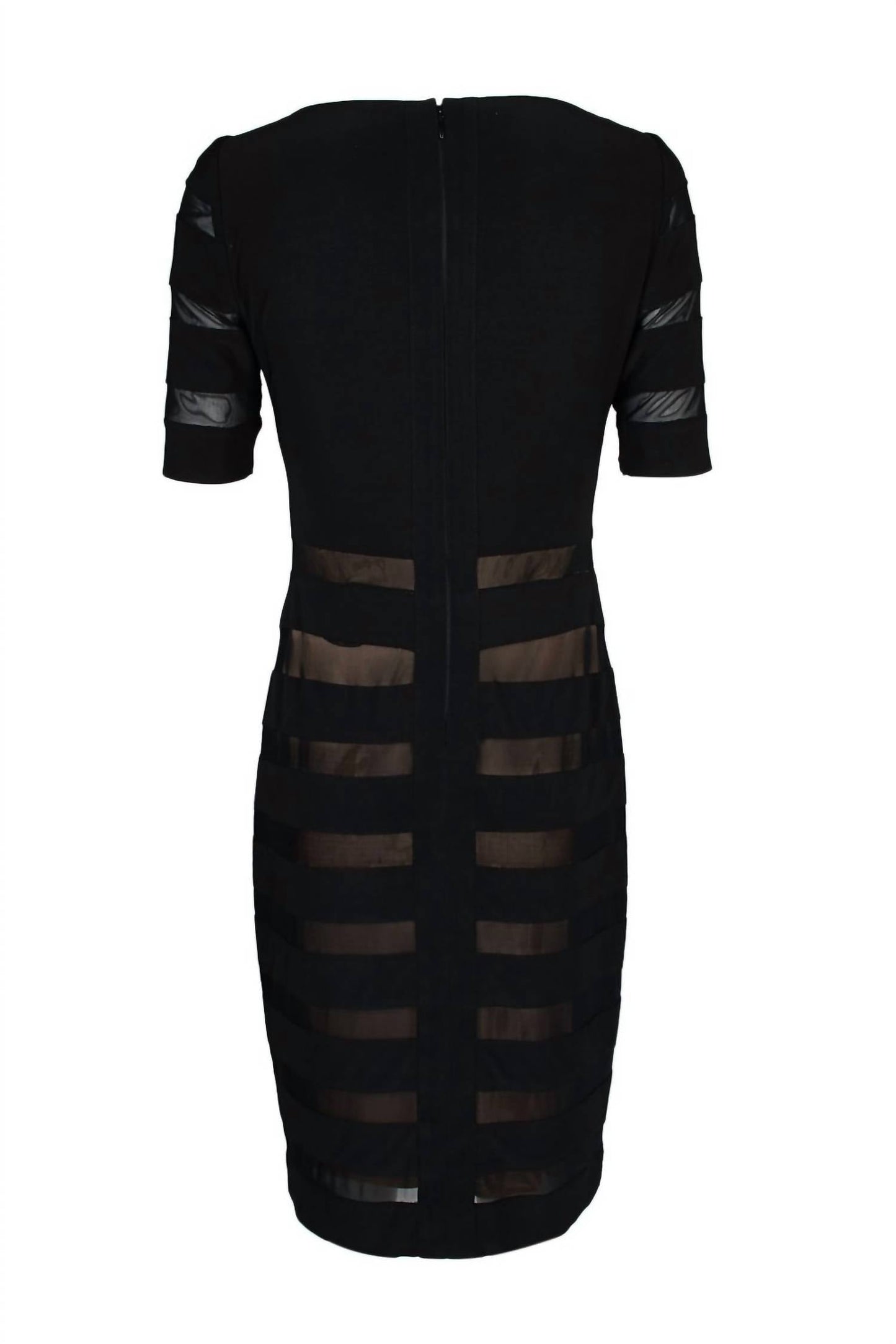 Adrianna Papell - Short Sleeve Jersey Mesh Dress