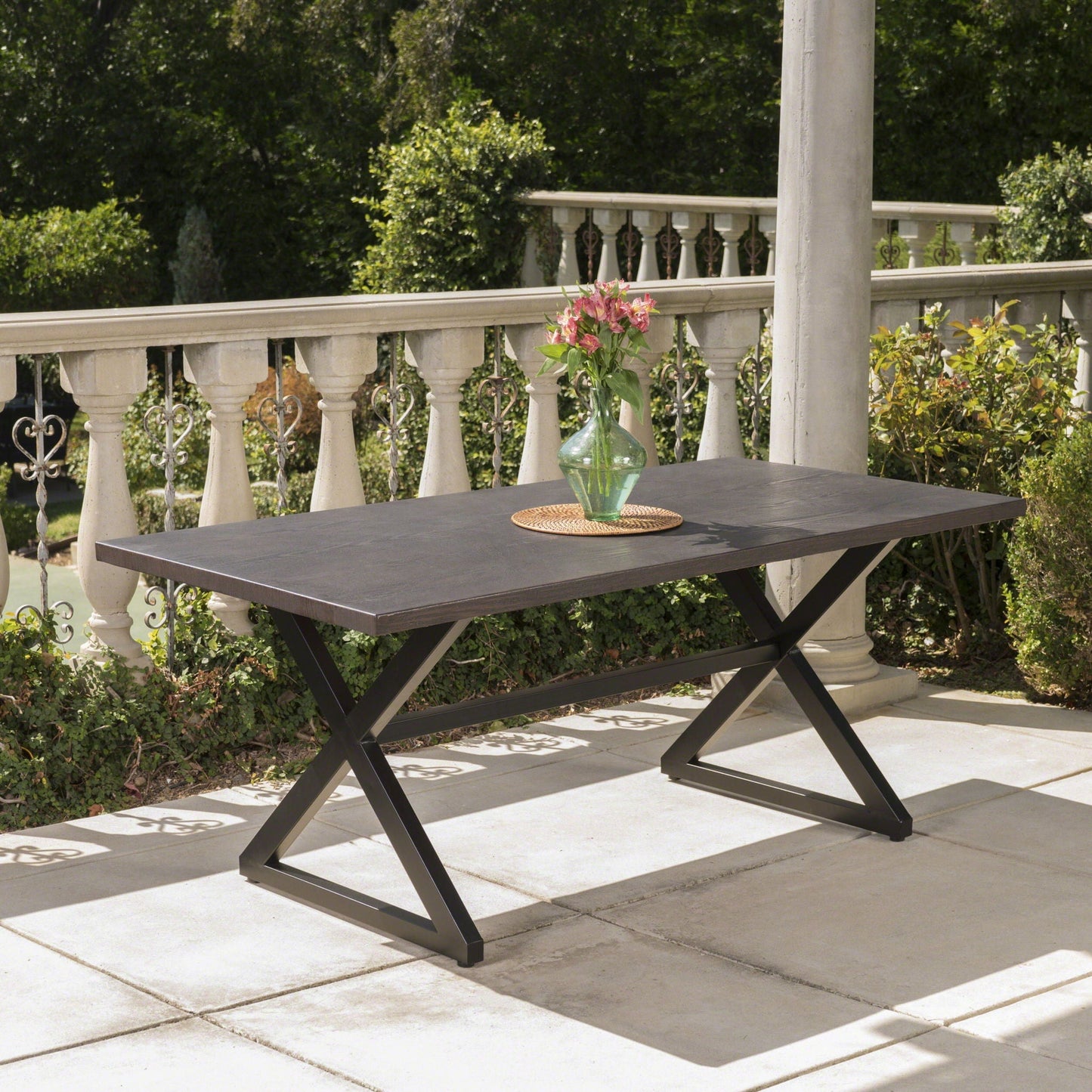 Rolando Outdoor Aluminum Dining Table With Steel Frame