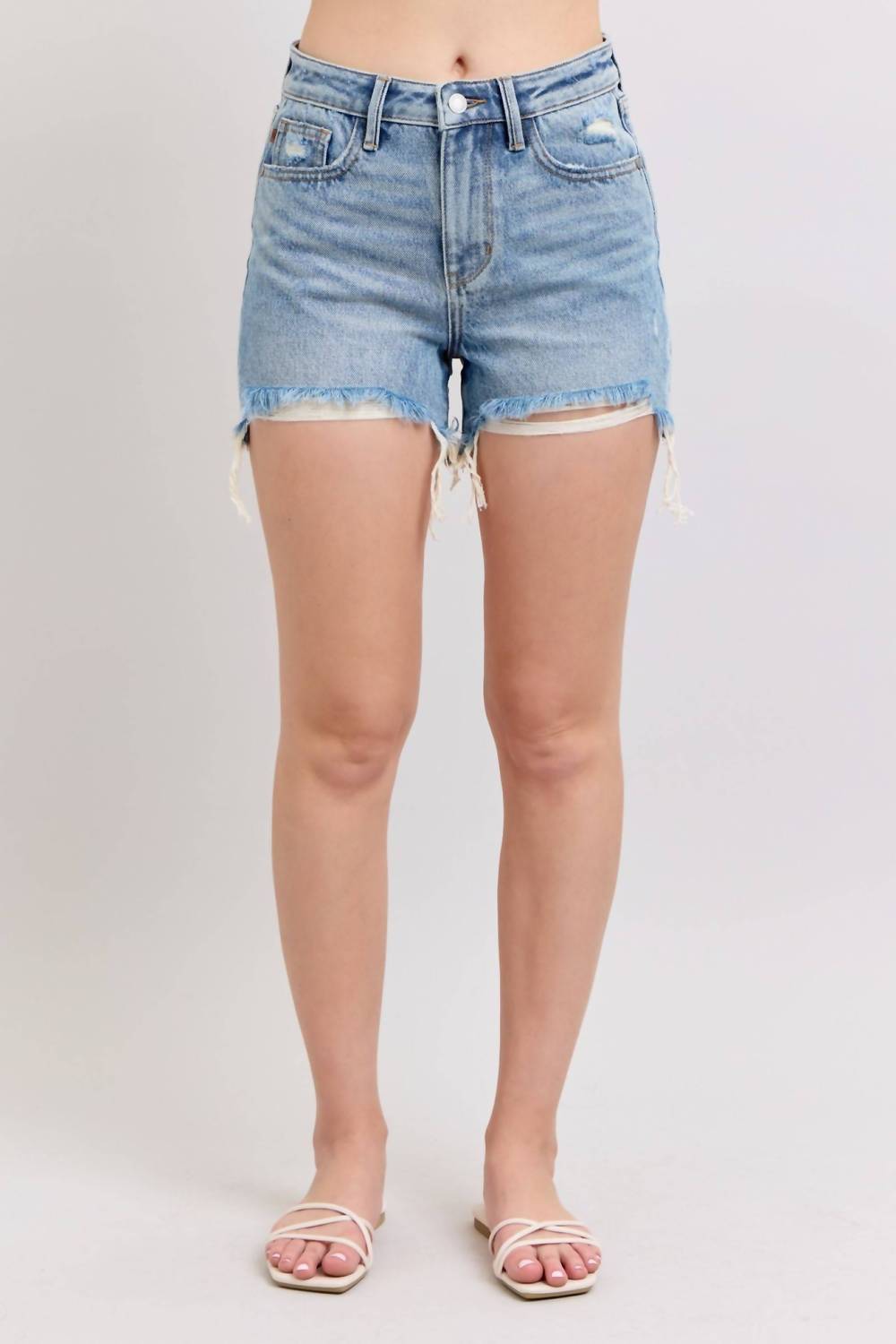 Judy Blue - High Waist Rigid Magic Destroy Cut Off Denim Short