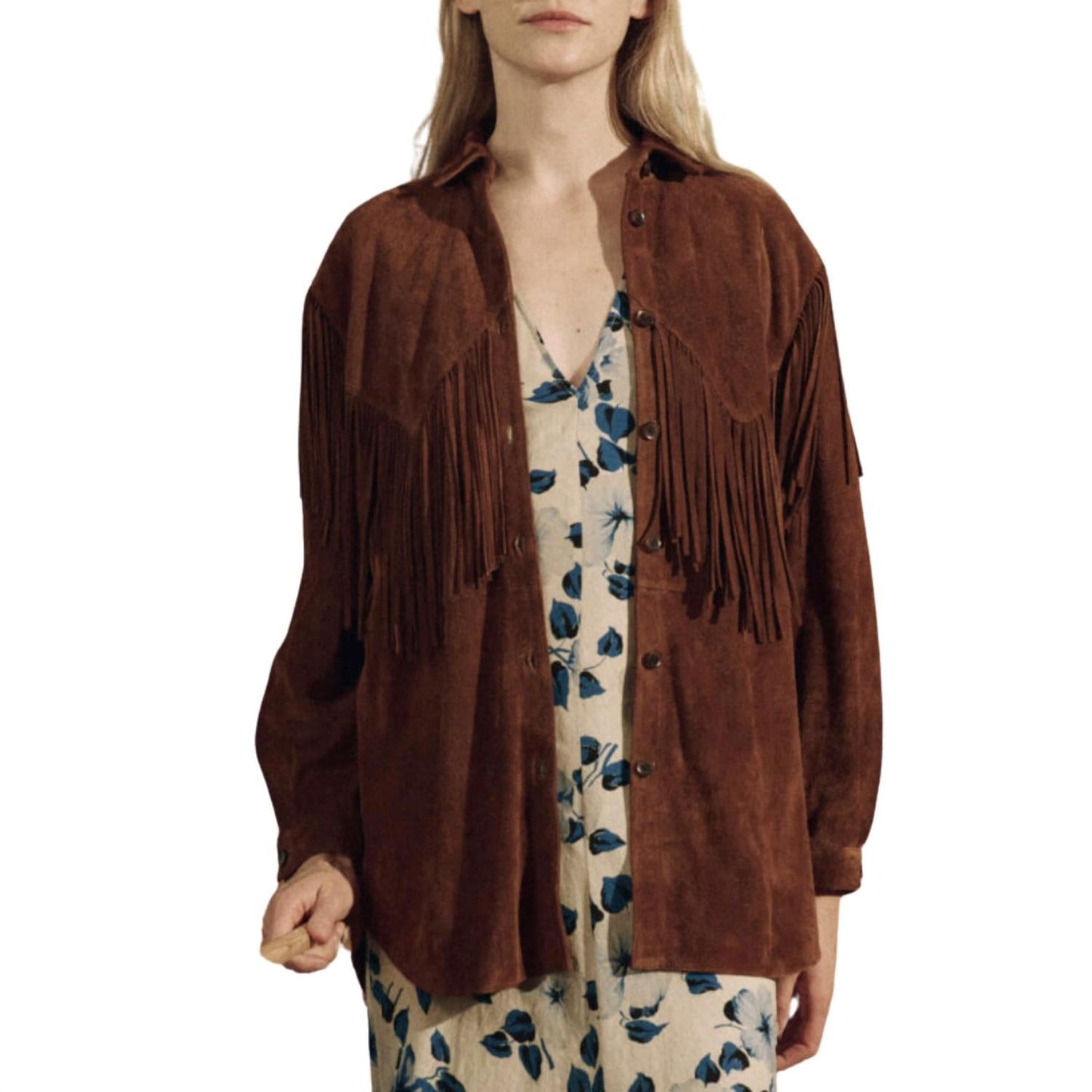 The Great. - The Suede Fringe Shirt Jacket