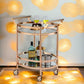 Lakelyn Clear Glass & Rose Gold Finish Serving Cart