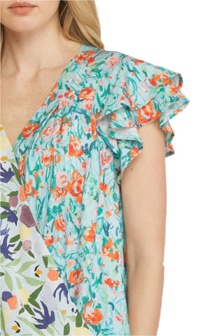 Entro - Mixed Print Surplice Top