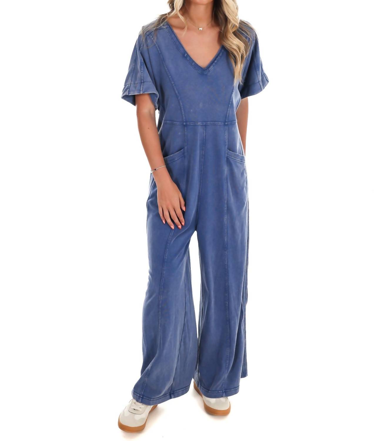 Umgee - Easy Living V-Neck Jumpsuit