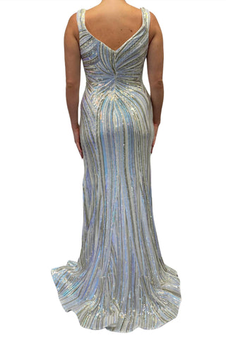 Jovani - V Neck Multi Color Sequin Gown