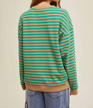 Kissed Apparel - Striped Oversized Crewneck Pullover