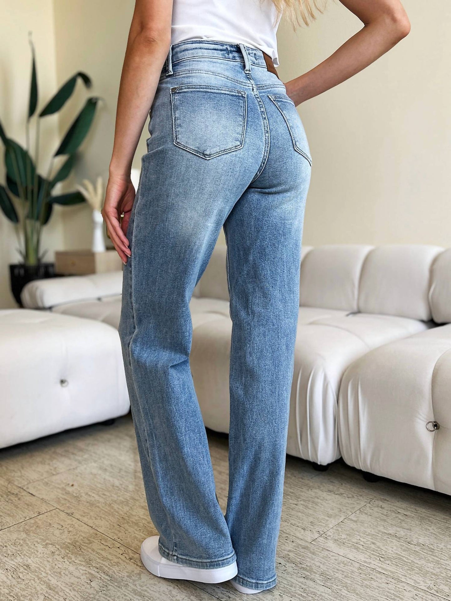 Judy Blue - Women's High Waist Front Yoke Retro Wide Leg Jeans