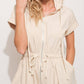 And The Why - Short Sleeve Drawstring Hooded Mini Dress