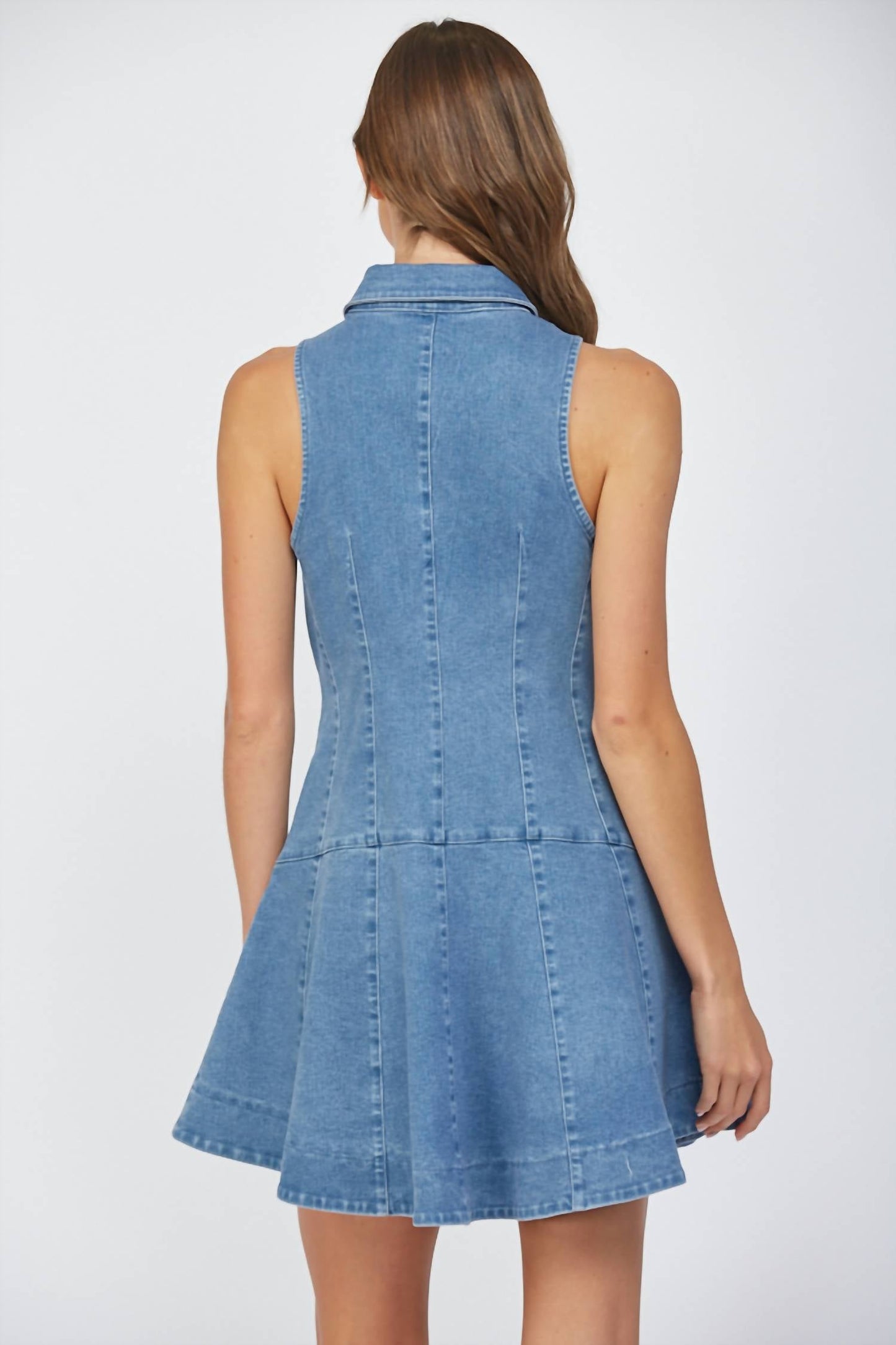 Fate - Stretch Sleeveless Seamed Shirt Dress