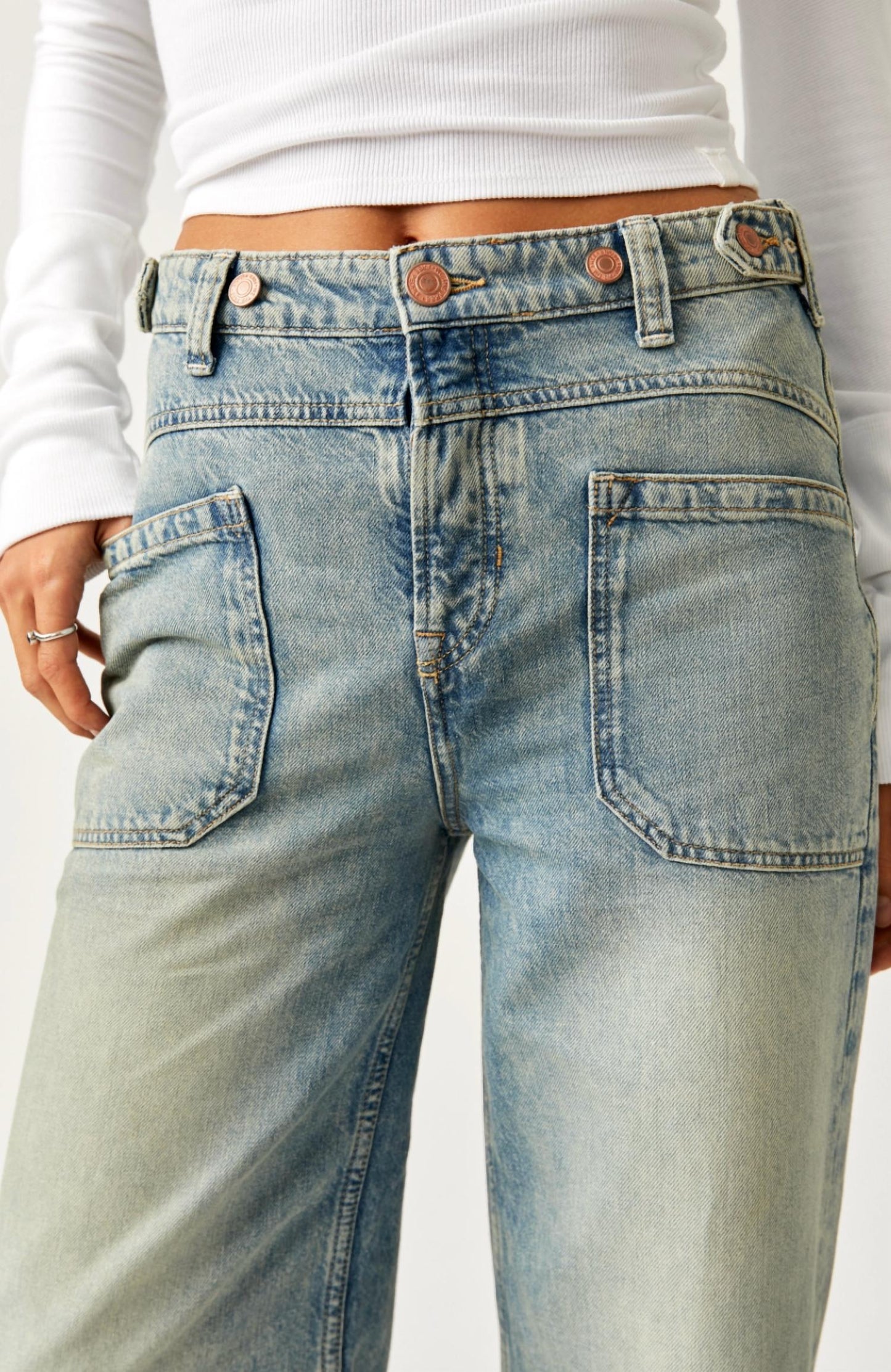 Free People - Palmer Wide-leg Cuffed Jeans
