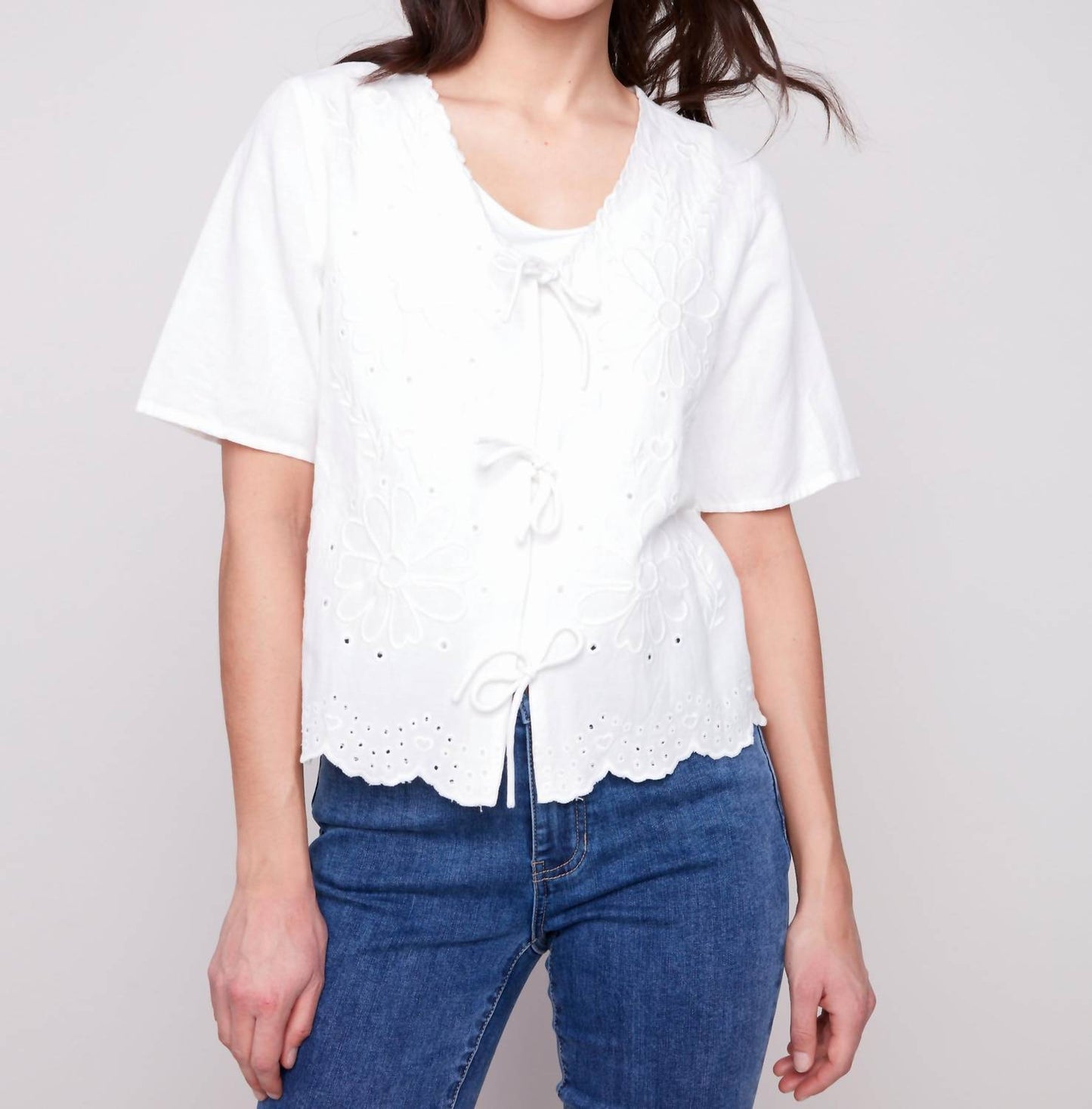 Charlie B - Eyelet Embroidery Blouse