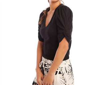 Karen Kane - Ribbed Twist Sleeve V-Neck Top