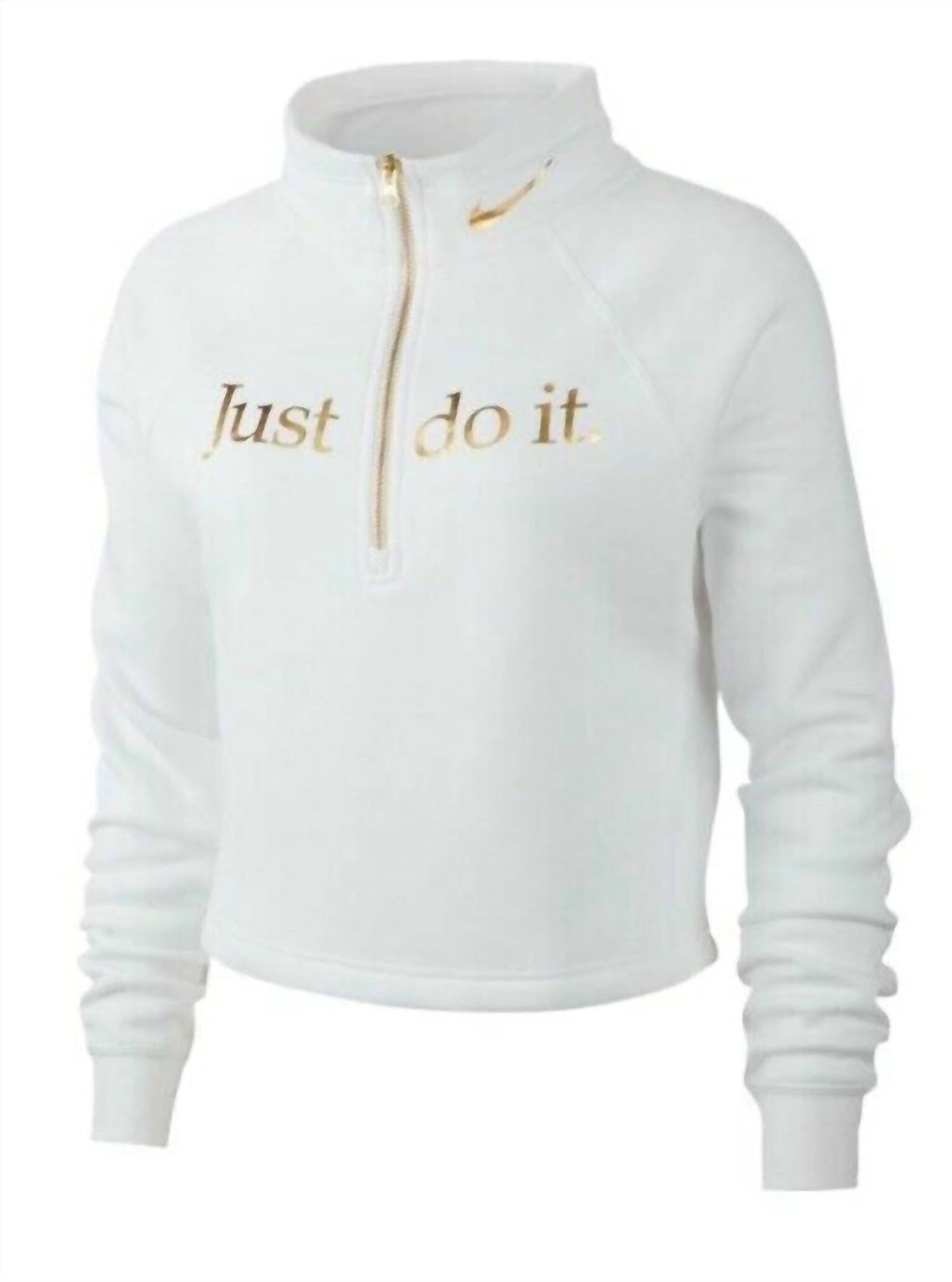 Nike - Shine Quarter Zip Crop Pullover Funnel Neck Sweatshirt