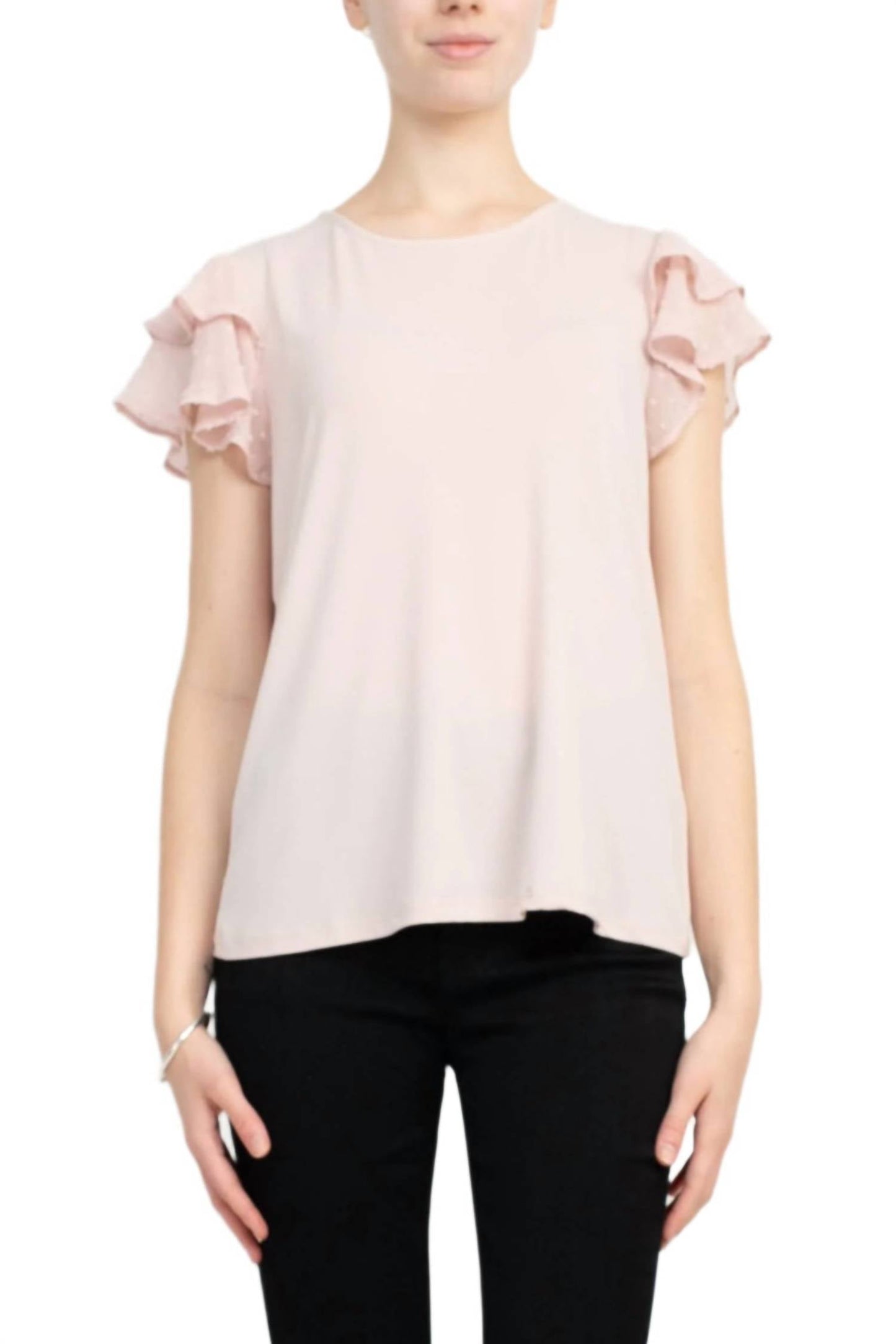 Adrianna Papell - Double Flutter Sleeve Moss Crepe Top