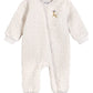 Petit Lem Reindeer Embroidered Stretch Organic Cotton High-Pile Fleece Romper in 102 Beige, Size 18M